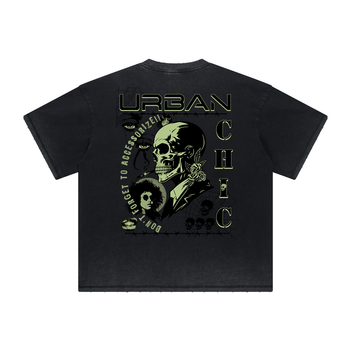 Vintage Frayed Skull & Money Pattern Tee