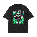 Stone Wash Skull & Money Pattern T Shirt