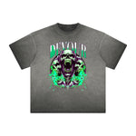 Thick Faded Skull & Money Graphic T Shirt