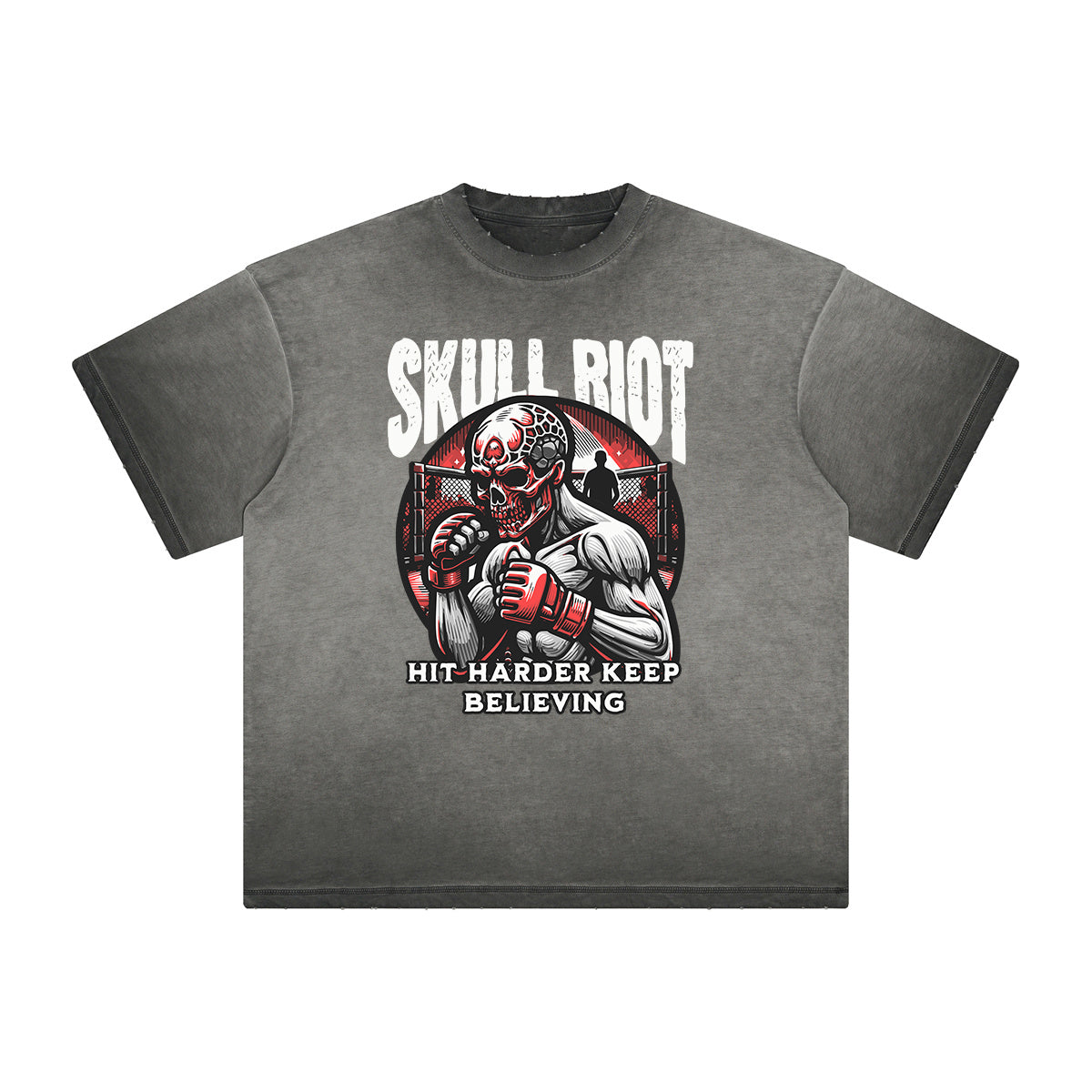 Thick Faded Skull & Money Graphic T Shirt