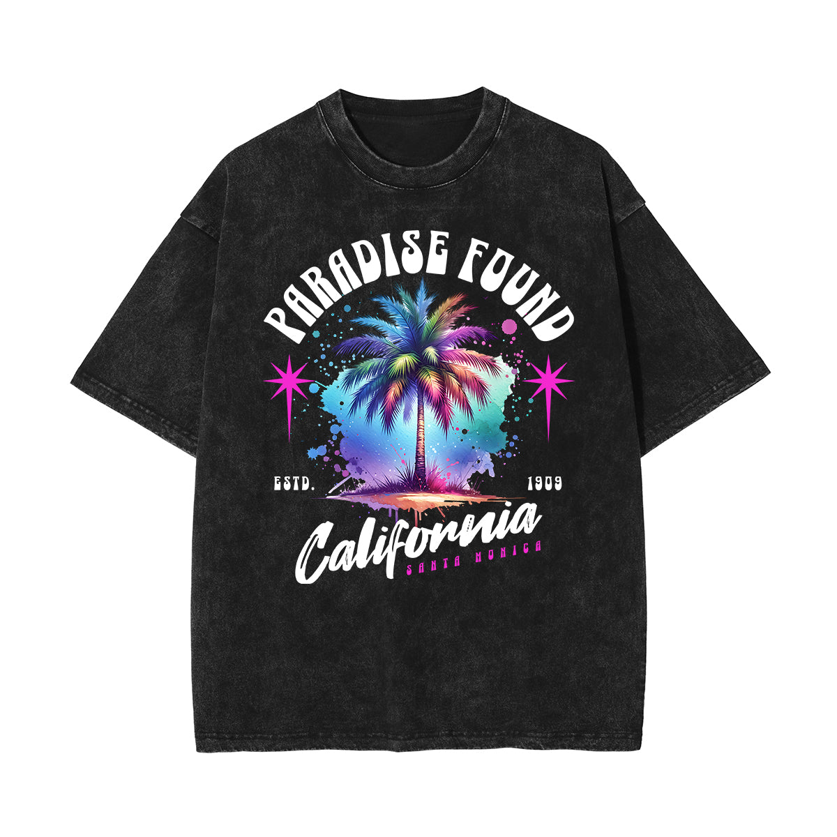 Stone Wash Holiday Pattern T Shirt