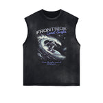 Distressed Sleeveless Holiday Pattern Tee