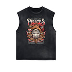 Distressed Sleeveless Holiday Pattern Tee