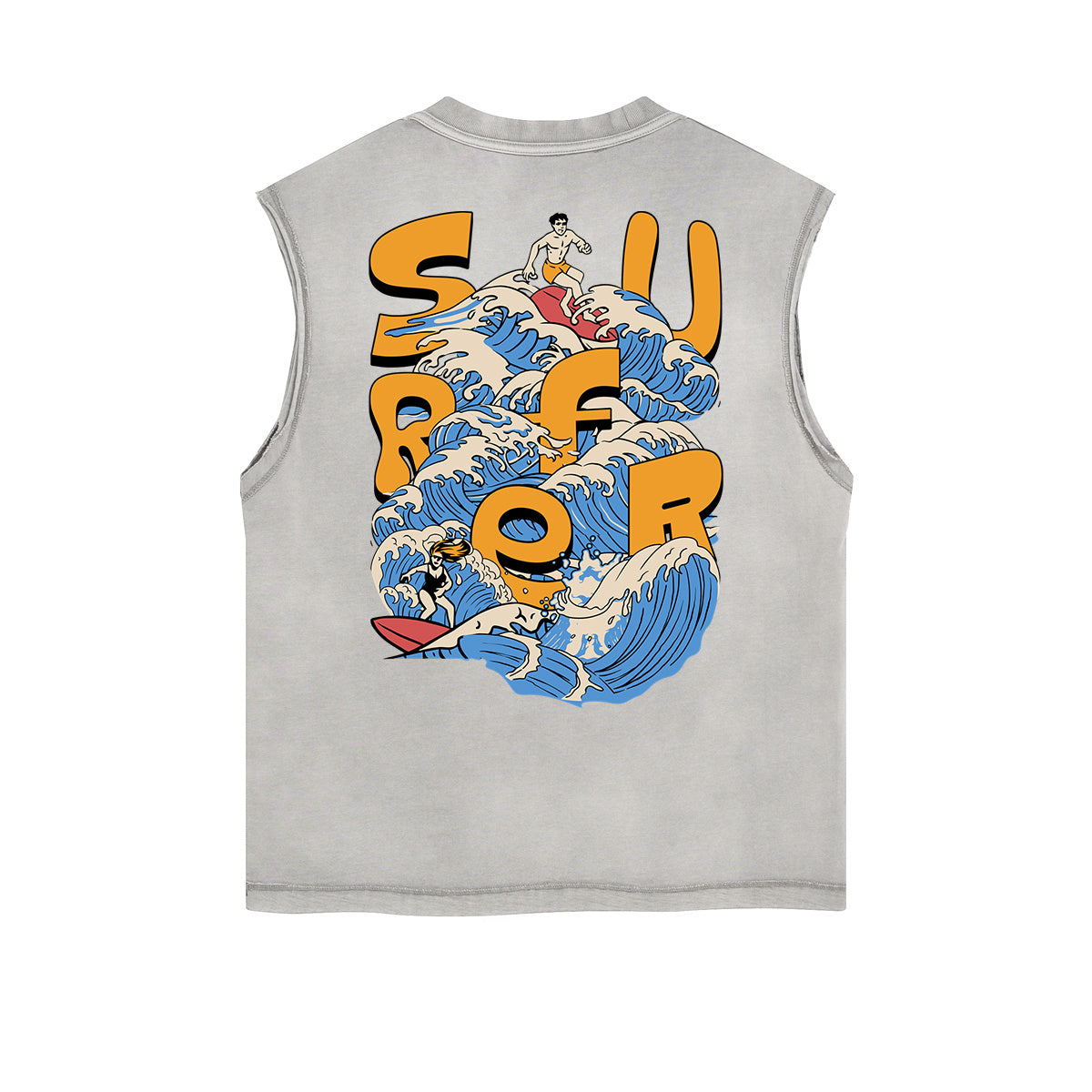 Camiseta sin mangas con gráfico navideño y bordes deshilachados