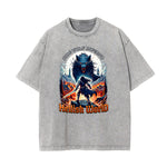 Stone Wash Gothic Pattern T Shirt