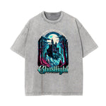 Stone Wash Gothic Pattern T Shirt
