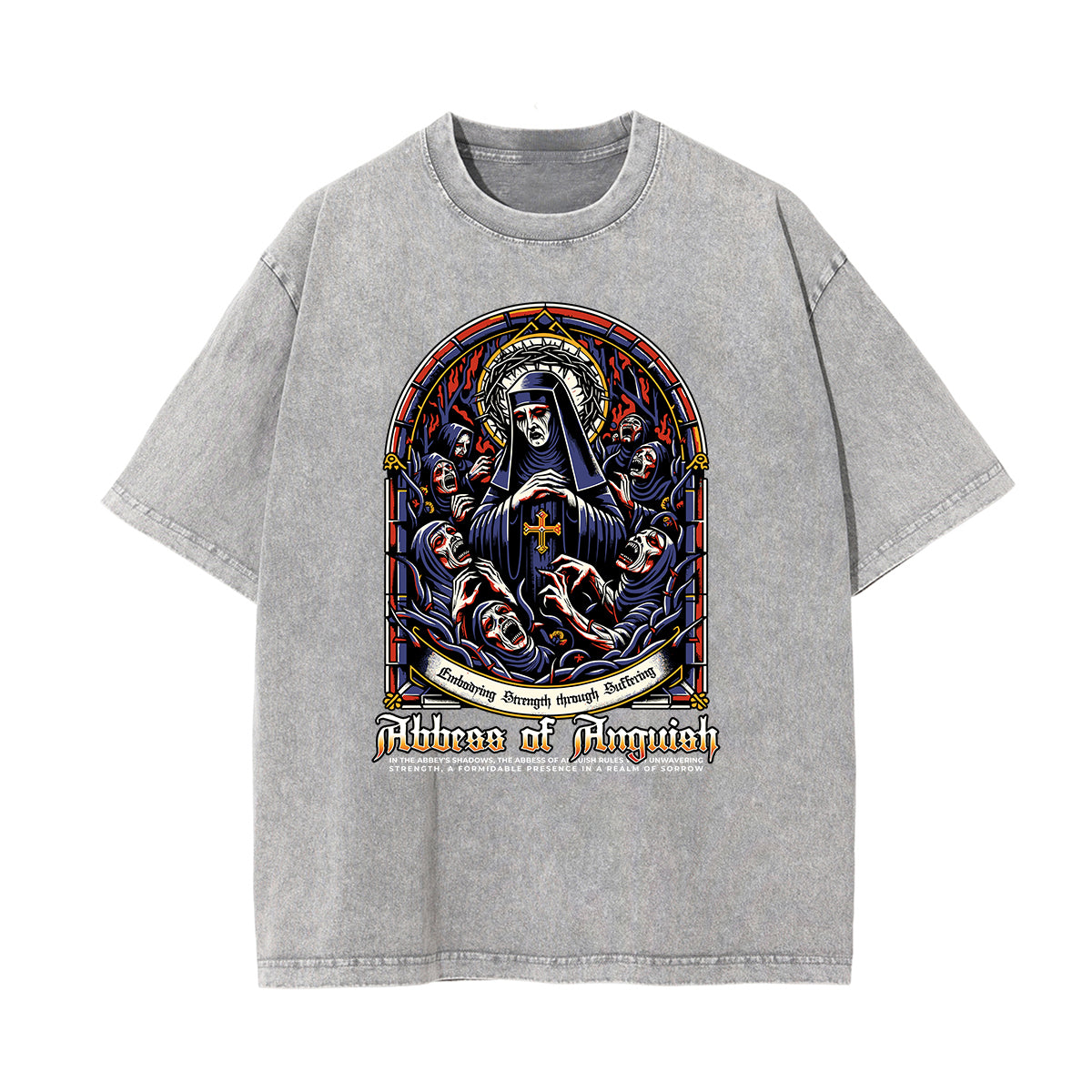 Stone Wash Gothic Pattern T Shirt