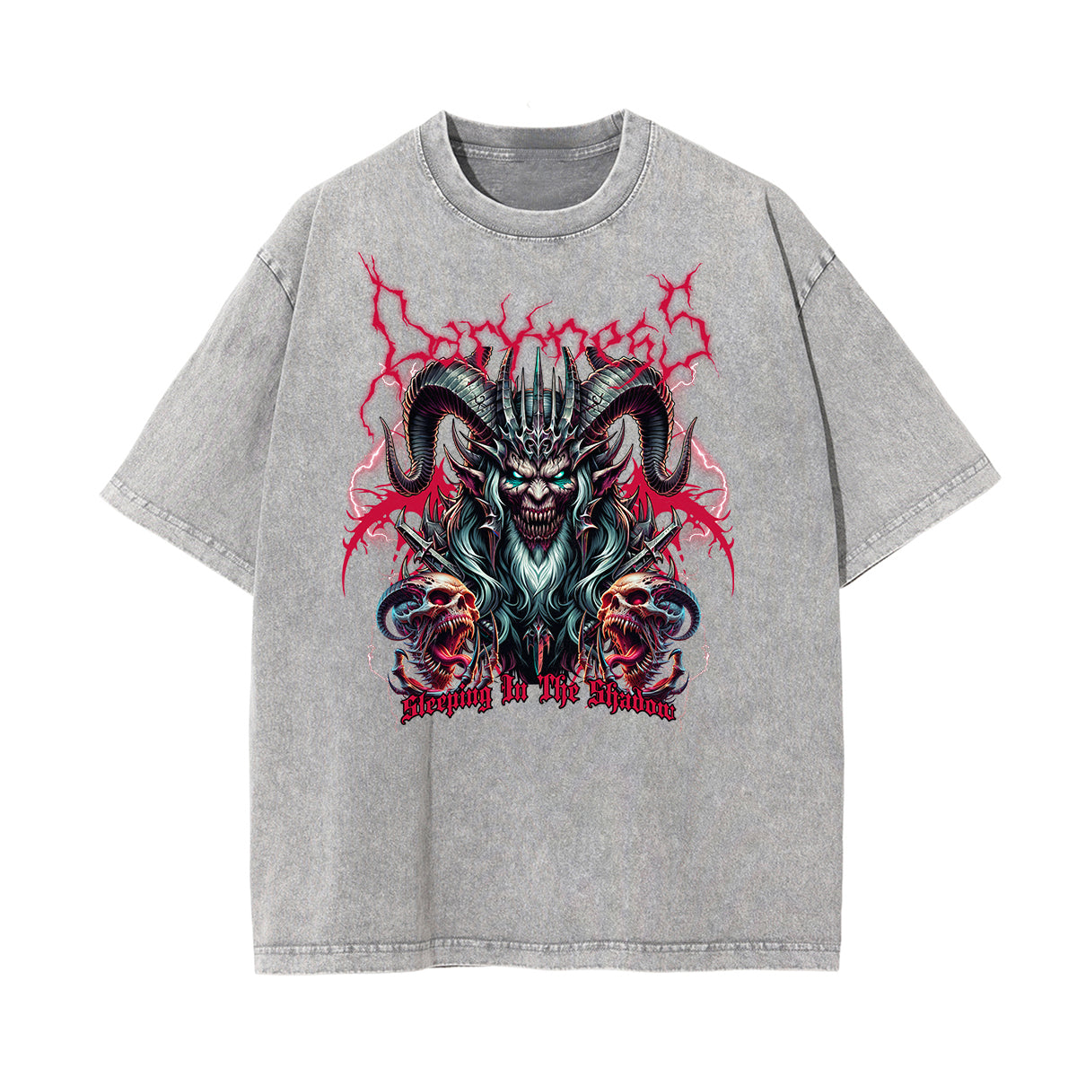 Stone Wash Gothic Pattern T Shirt