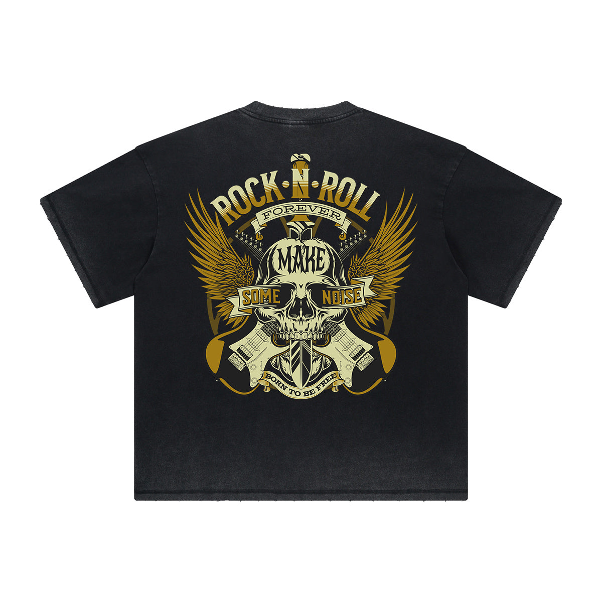 Thick Faded Winged Monster Graphic T Shirt