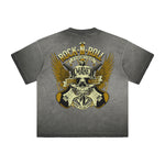 Vintage Frayed Winged Monster Pattern Tee