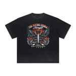 Thick Faded Winged Monster Graphic T Shirt