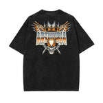Stone Wash Winged Monster Pattern T Shirt