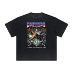 Thick Faded Winged Monster Graphic T Shirt