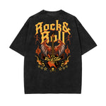 Stone Wash Winged Monster Pattern T Shirt