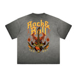 Vintage Frayed Winged Monster Pattern Tee