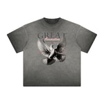 Vintage Frayed Winged Monster Pattern Tee