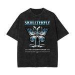 Stone Wash Winged Monster Pattern T Shirt