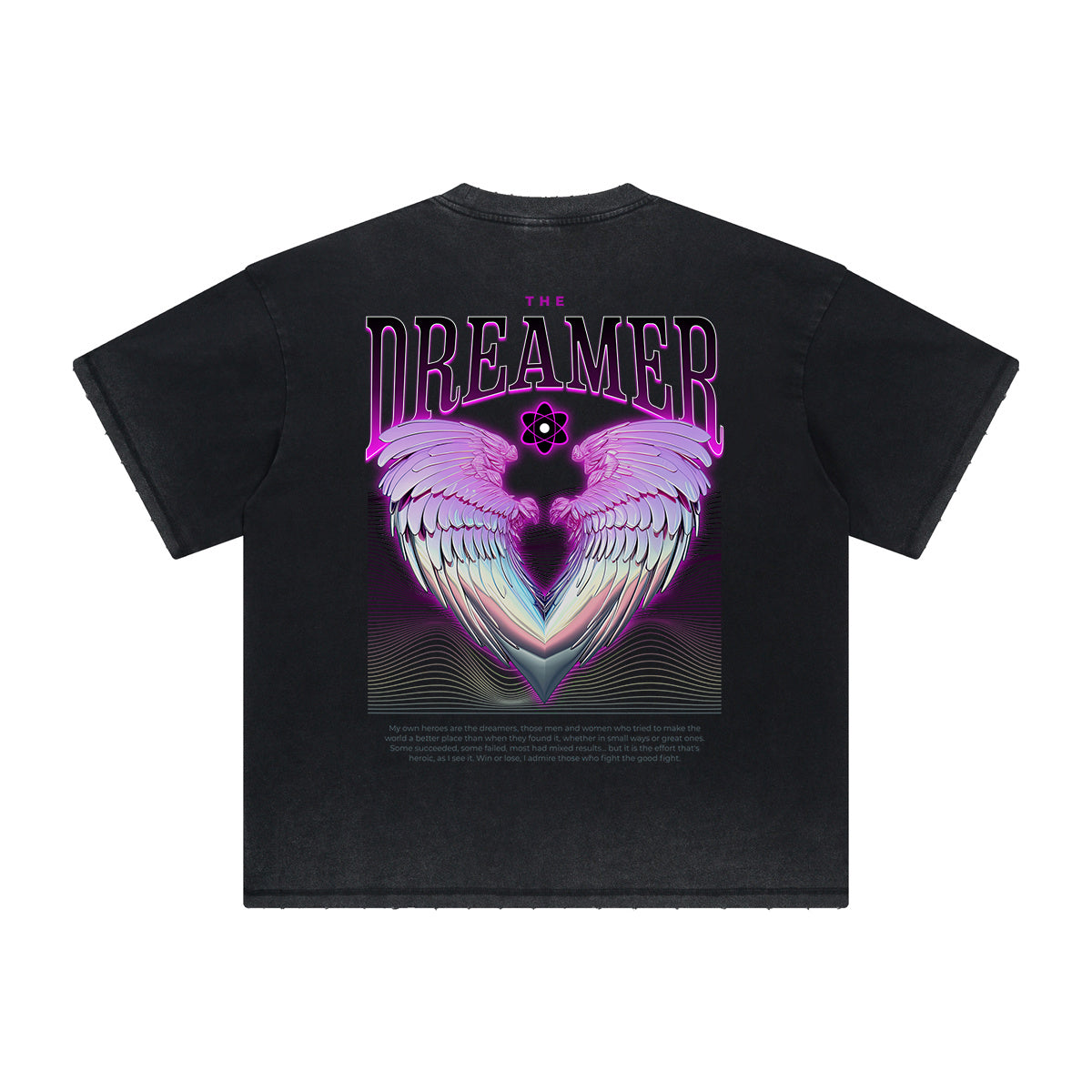 Thick Faded Winged Monster Graphic T Shirt