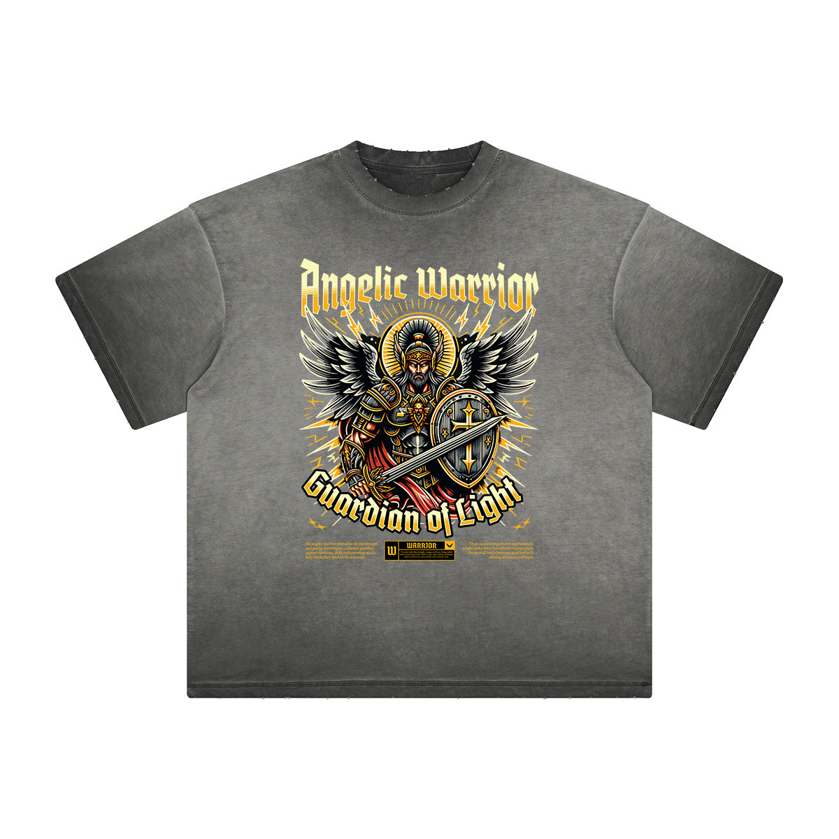 Vintage Frayed Winged Monster Pattern Tee