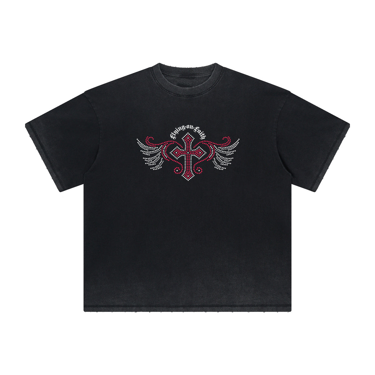 Thick Faded Winged Monster Graphic T Shirt