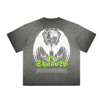 Vintage Frayed Winged Monster Pattern Tee