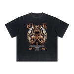 Thick Faded Winged Monster Graphic T Shirt