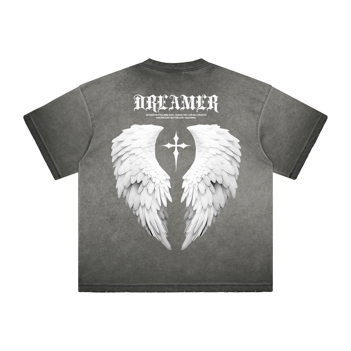 Vintage Frayed Winged Monster Pattern Tee