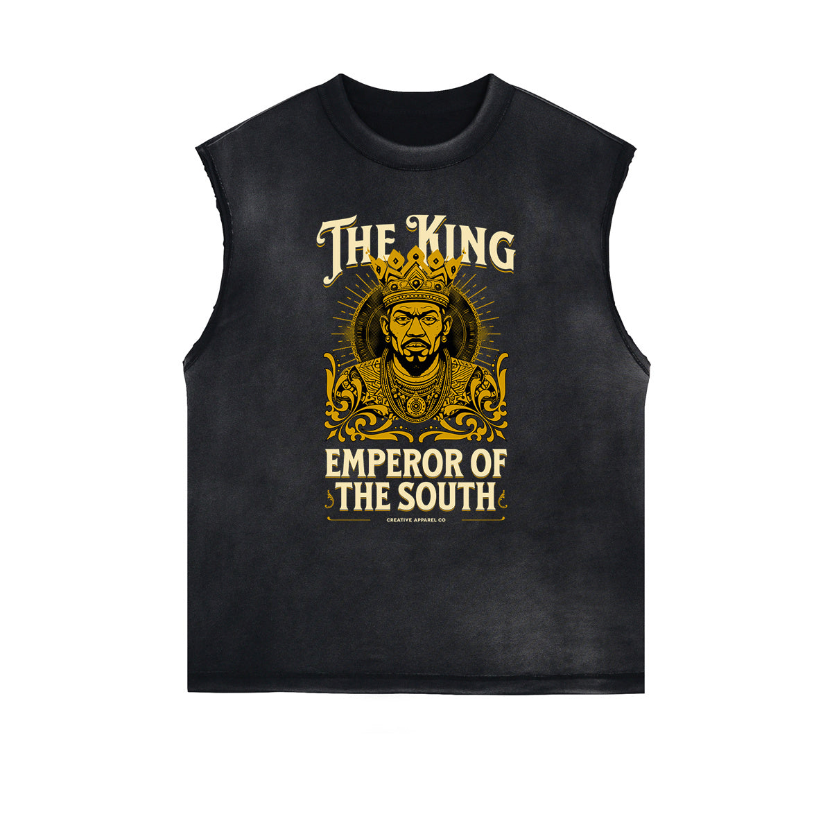 Camiseta gráfica King sin mangas desgastada