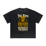 Vintage-Washed Frayed King Graphic Tee