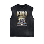 Camiseta gráfica King sin mangas desgastada