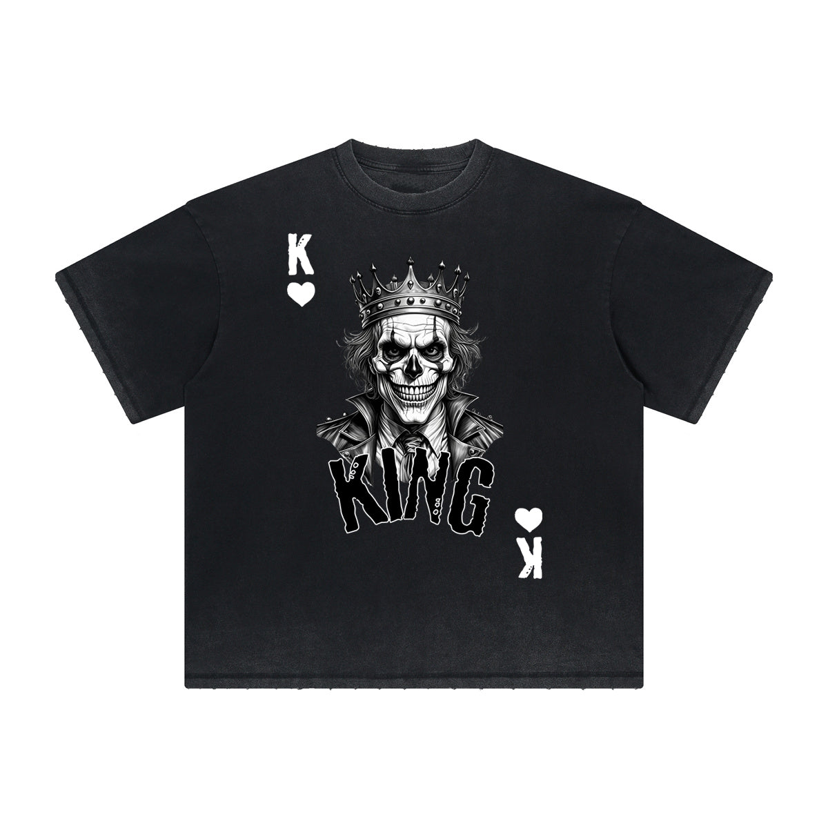 Vintage-Washed Frayed King Graphic Tee