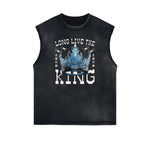Camiseta gráfica King sin mangas desgastada