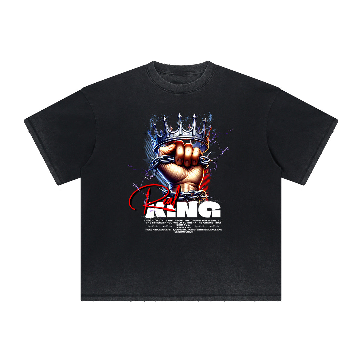 Vintage-Washed Frayed King Graphic Tee