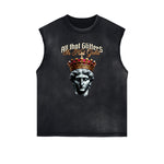 Camiseta gráfica King sin mangas desgastada
