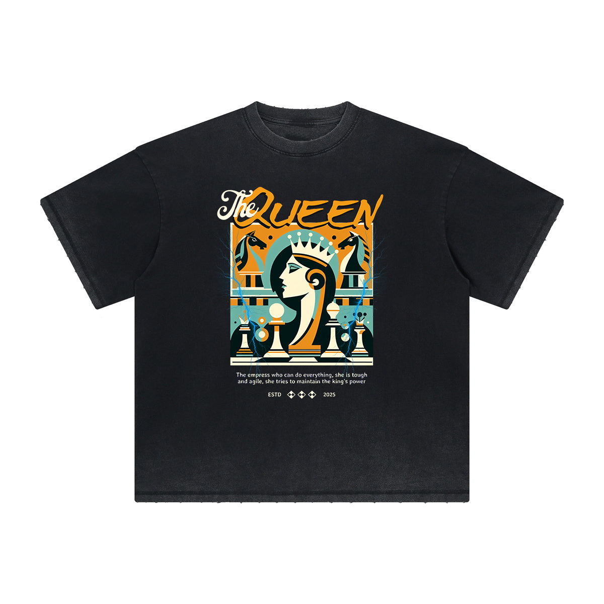 Camiseta gráfica Queen lavada de peso pesado