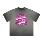 Vintage-Washed Frayed Queen Graphic Tee