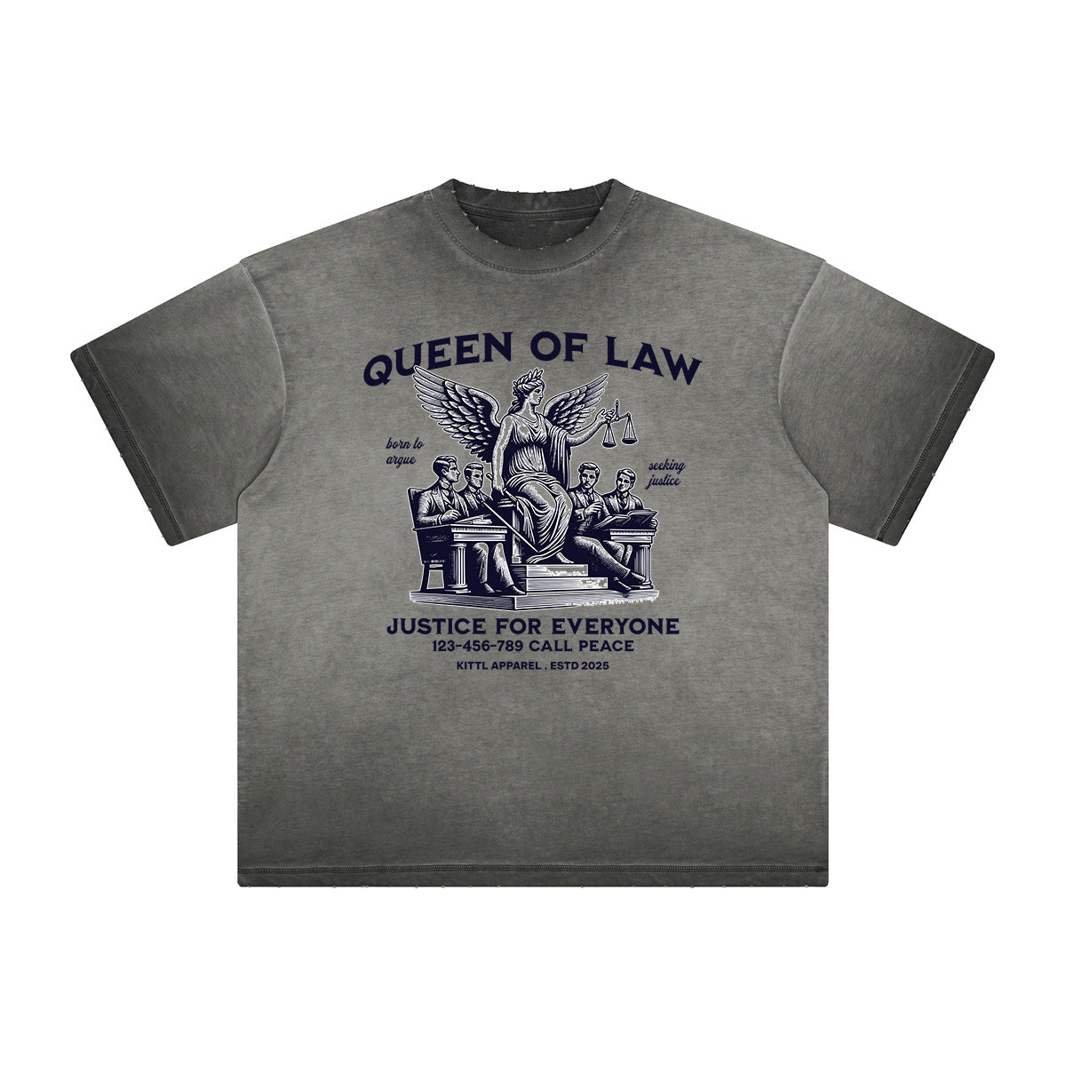 Vintage-Washed Frayed Queen Graphic Tee