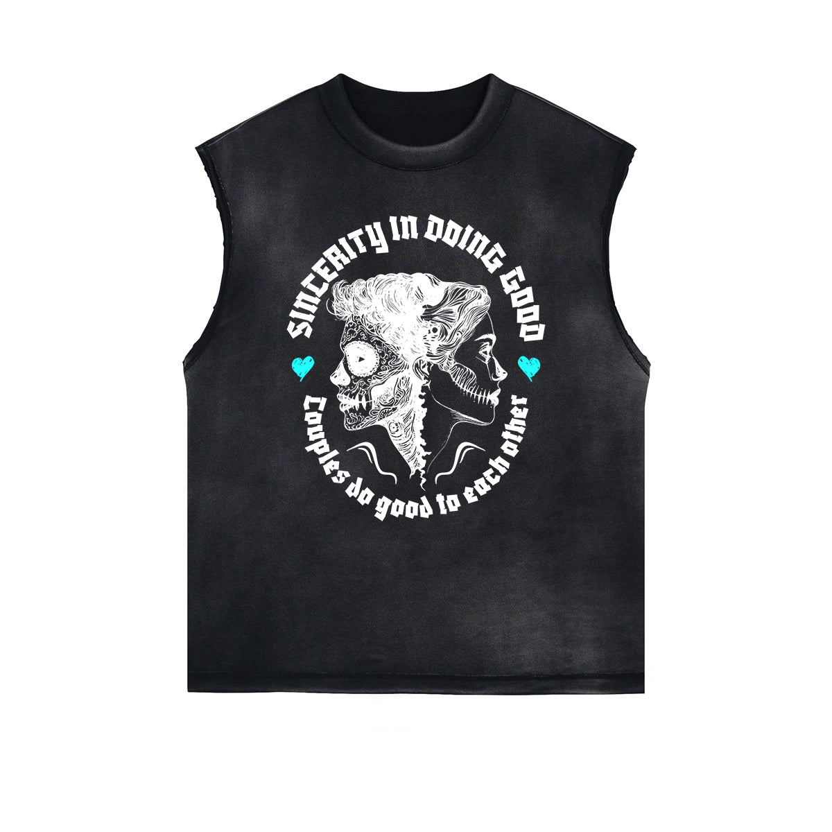 Distressed Sleeveless Queen Pattern Tee