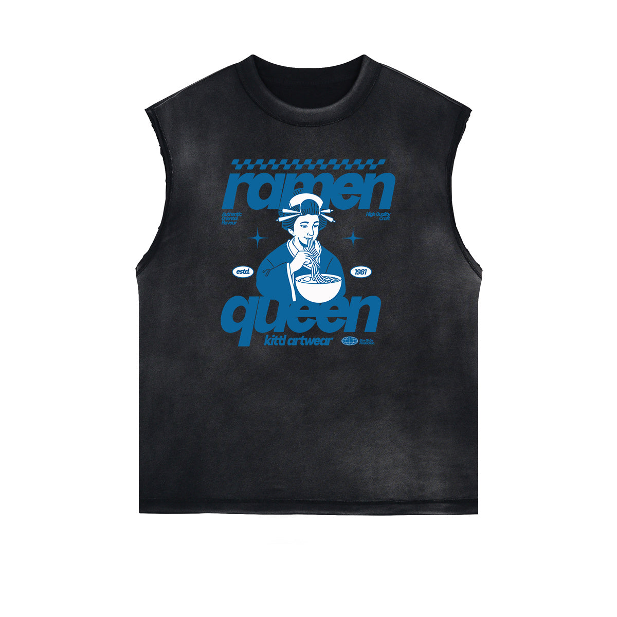 Distressed Sleeveless Queen Pattern Tee