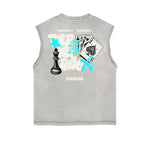 Distressed Poker Graffiti Sleeveless Tee