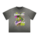 Camiseta con gráfico de grafiti lavado de peso pesado