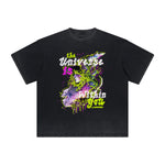 Vintage-Washed Frayed-Hem Graffiti Tee