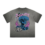 Camiseta con gráfico de grafiti lavado de peso pesado