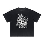 Vintage-Washed Frayed-Hem Graffiti Tee