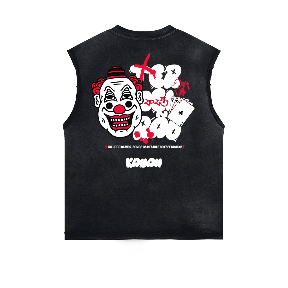 Distressed Sleeveless Clown Graffiti Tee