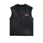 Distressed Sleeveless Clown Graffiti Tee