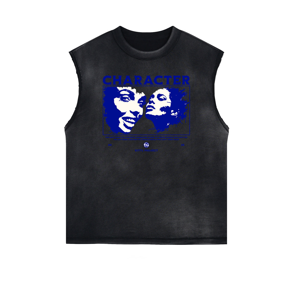 Distressed Sleeveless Abstract Graphic Tee