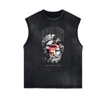 Distressed Sleeveless Abstract Graphic Tee