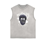 Frayed Edge Abstract Graphic Tank Top