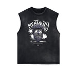 Distressed Sleeveless Abstract Graphic Tee